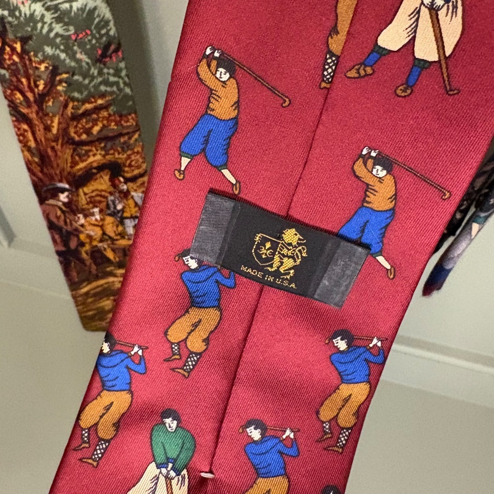 Lot of 3 Vintage Golf Themed Men's Ties (2‎ Silk,1 Poly) 90s Retro - Picture 5 of 8